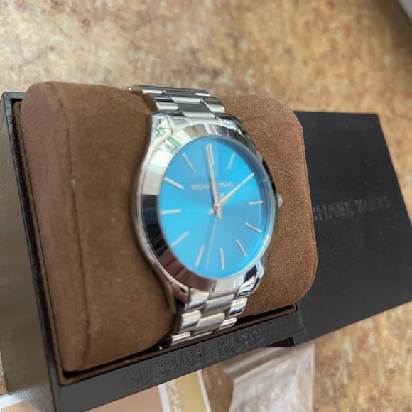 MICHAEL KORS Slim Runway Silver Turquoise Stainless Watch - Picture 4 of 5